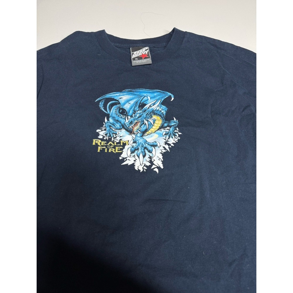 Top Heavy Dragon Shirt Men XL Blue Vintage Y2K Punk Grunge Hip Hop Skater 2000s